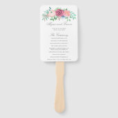 Romantisch roze bloemenslinger trouwprogramma handwaaier (Voorkant)