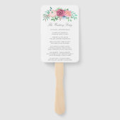 Romantisch roze bloemenslinger trouwprogramma handwaaier (Achterkant)