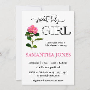 Romantisch roze bloemig botanisch baby shower kaart