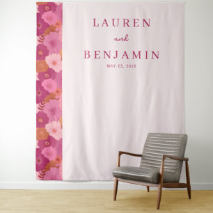 Romantisch Roze Bloemmotief Wandkleed