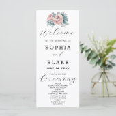 Romantisch roze bloemmotief Witte Trouwprogramma (Staand voorkant)