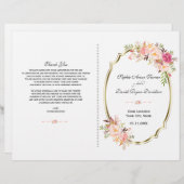 Romantisch Roze Blush Bloemen Goud Trouwprogramma (Voorkant / Achterkant)