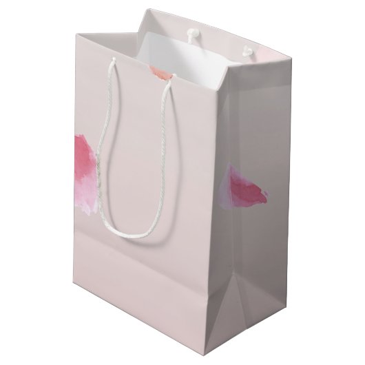 Romantisch Roze Blush Roos Petal Floral Medium Cadeauzakje (Achterkant Gekanteld)