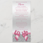 Romantisch Roze Bow & Zilver Glitter Wedding Menu (Voorkant)
