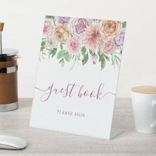 Romantisch roze en Paars Roos Shower-gebaar Reclamebord Met Voetstuk