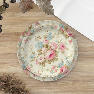 Romantisch Roze Engels Rozen op Bord Geel