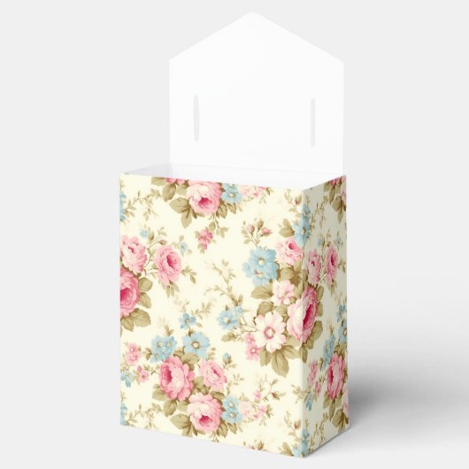 Romantisch Roze Engels Rozen op Bord Geel Bedankdoosjes (Geopend)