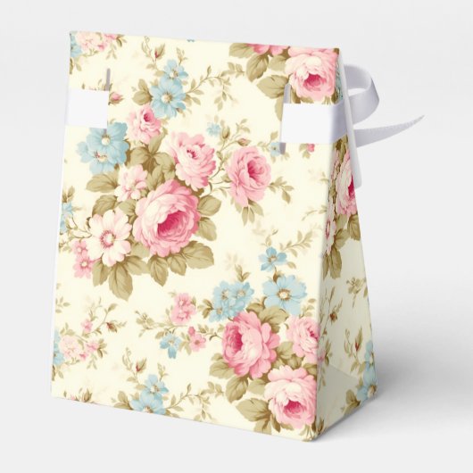 Romantisch Roze Engels Rozen op Bord Geel Bedankdoosjes (Achterkant)