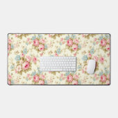 Romantisch Roze Engels Rozen op Bord Geel Bureaumat (Keyboard & Muis)