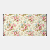 Romantisch Roze Engels Rozen op Bord Geel Bureaumat (Voorkant)