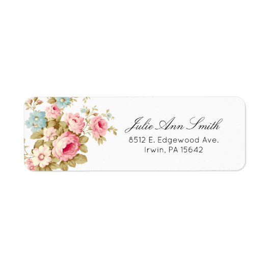 Romantisch Roze Engels Rozen op Bord Geel Etiket (Voorkant)