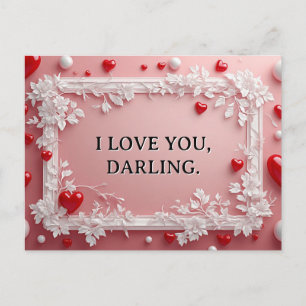 Romantisch roze frame met witte bloemhoeken feestdagenkaart