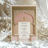 Romantisch Roze & Goud Indiase bruiloft Arch Kaart