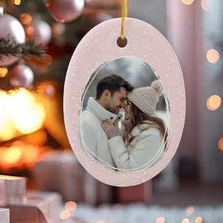 Romantisch Roze Hand getekend Rustiek Lijst Foto Keramisch Ornament