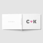 Romantisch Roze Hart Bruiloft Monogram Minimalist Gastenboek (Volledig)