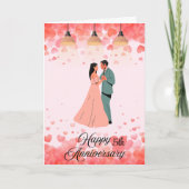 Romantisch Roze Jubileum met Harten & Dans Kaart (Voorkant)