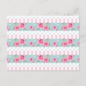 Romantisch Roze & Mint Bloemen Rozen Patroon Briefkaart (Voorkant)