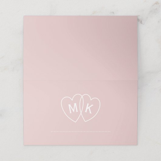 Romantisch Roze Monogrammed Hearts Tafel Plaats Ka (Buitenkant ongevouwen)