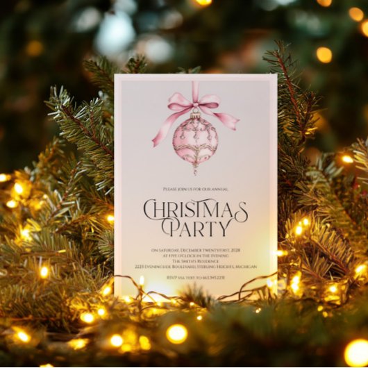 Romantisch Roze Ornament Kerstfeest Uitnodiging