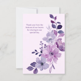 Romantisch Roze & Paarse Bloemen Huwelijksuitnodig Kaart