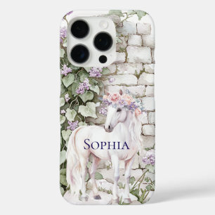 Romantisch Roze Paarse Bloemen Paardenbakstenen en iPhone 16 Pro Hoesje