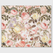 Romantisch roze roos bloempatroon cadeaupapier (Vlak)