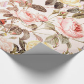 Romantisch roze  roos bloempatroon cadeaupapier (Hoek)