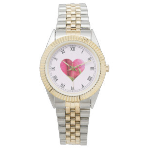 Romantisch Roze Roze Hart Horloge