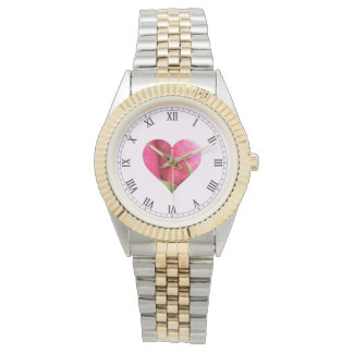Romantisch Roze Roze Hart Horloge