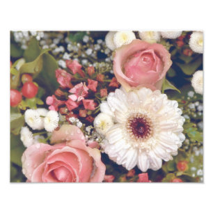 Romantisch roze rozen bloemboeket foto afdruk
