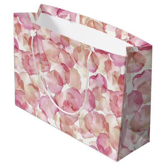 Romantisch Roze Rozenblaadjes Bloemen Vrijgezellen Groot Cadeauzakje (Achterkant Gekanteld)