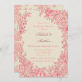 Romantisch Roze Toile Bloem Trouwdouche Kaart (Voorkant / Achterkant)