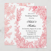  Romantisch Roze Toile Bloem Trouwdouche Kaart (Voorkant / Achterkant)