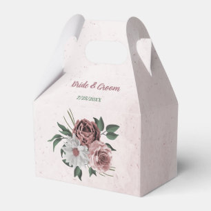 romantisch roze, wit en kaneel roos bruiloft bedankdoosjes