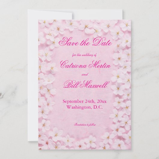 Romantisch Roze & Wit Save The Date Kaart (Voorkant)