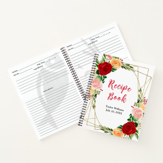 Romantisch Rozen Bloem Receptenboek Notitieboek (Binnen)