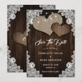 Romantisch Rustiek Country Wood Floral Lace Weddin Save The Date (Voorkant / Achterkant)