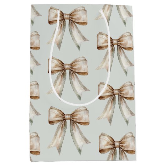 Romantisch Rustiek Groen Wit Goud Boog Huwelijk Medium Cadeauzakje (Voorkant)