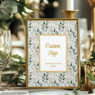 Romantisch Sage Groen Goud Bladerdak Huwelijk Cust Poster