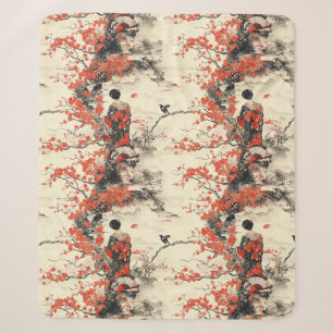 Romantisch Sakura Kimono Koppelpatroon (2) Sherpa Deken