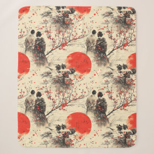 Romantisch Sakura Kimono Koppelpatroon (3) Sherpa Deken
