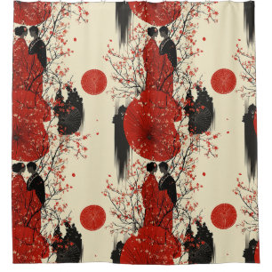 Romantisch Sakura Kimono Koppelpatroon (4) Douchegordijn