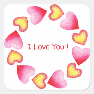 Romantisch Schattig Rode Hart Valentijnsdag Vierkante Sticker