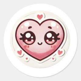 Romantisch Schattige Hart gezicht Valentijnsdag Ronde Sticker