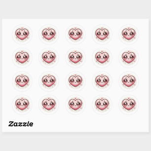 Romantisch Schattige Hart gezicht Valentijnsdag Ronde Sticker