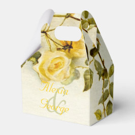 romantisch schilderij van gele rozen bruiloft bedankdoosjes