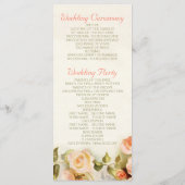 romantisch schilderij van het rozen trouwprogramm programma (Achterkant)