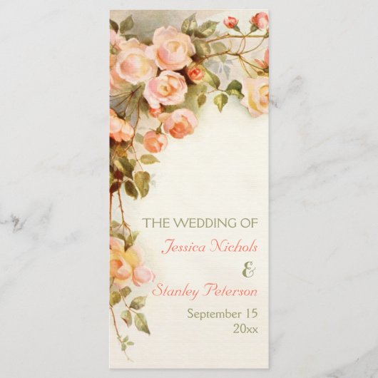 romantisch schilderij van het rozen trouwprogramm programma (Voorkant)