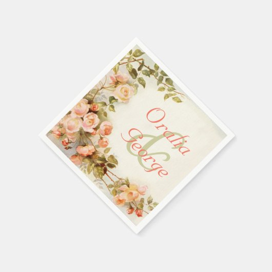 romantisch schilderij van rozen bruiloft servetten (Hoek)