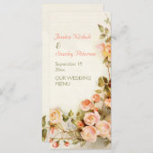  romantisch schilderij van rozen trouwmenu menu (Voorkant / Achterkant)